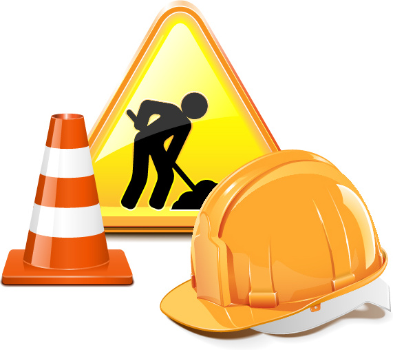 Hard hat and traffic cones